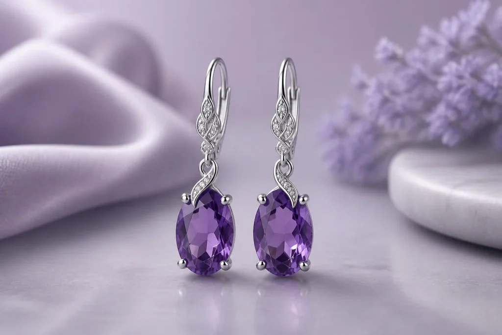 Boucles doreilles elegantes en amethyste